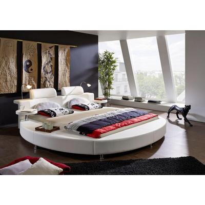 Rundbett Doppelbett 180 x 200 cm 2 Leselampen Weiß Classico Image