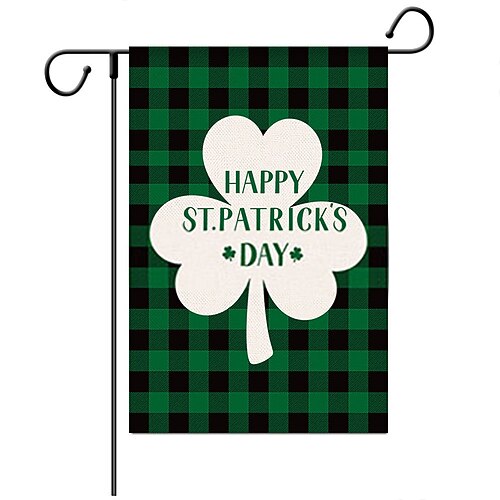 St. Patrick Day Gartenflagge, 30,5 x 45,7 cm, Outdoor-Dekorationen, Willkommens-Garten-Terrassen-Flagge, Glücksklee, Hofzwerge, Regenbogenflagge, doppelseitige Feiertags-Außenflaggen, 1 Stück
