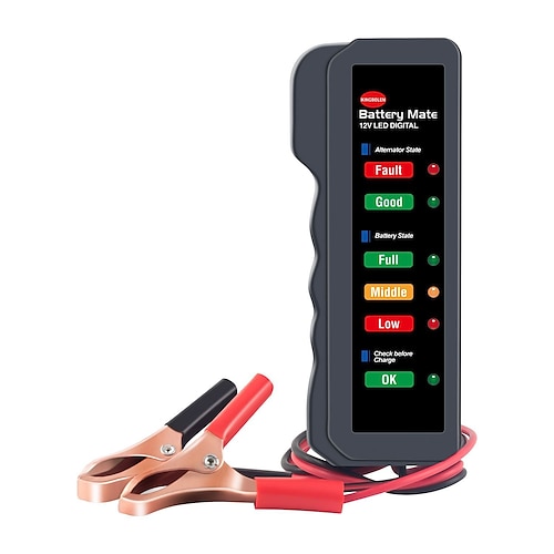 Mini tragbarer 12-V-Autobatterietester, digitaler Lichtmaschinentester, 6 LED-Anzeigen, Autodiagnosetool, Autobatterietester Image