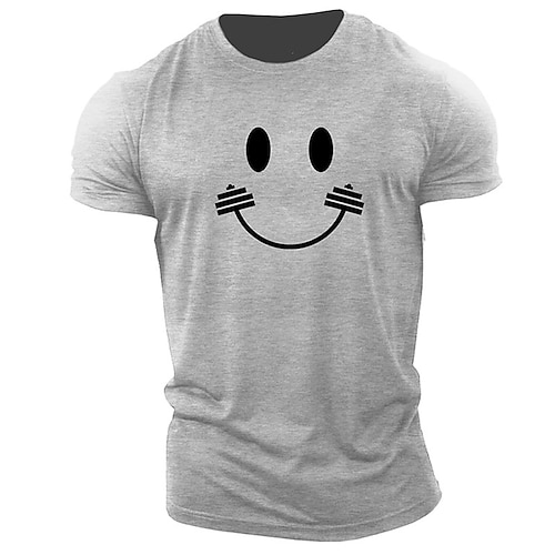 Männer Fitnessstudio Workout Grafik T-Shirt mit Hantel Gesicht Design
