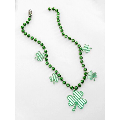 Kleeblatt-Halskette zum St. Patrick's Day – grünes Kettenglied mit vierblättrigem Kleeblatt-Anhänger, festlicher Statement-Schmuck für Frauen, Feiertags- und Party-Accessoire Image