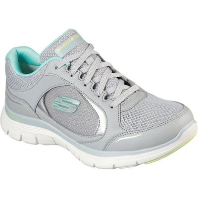 Skechers Flex Appeal 4.0 True Clarity Leder Damen Sneaker In Grau/Mehrfarbig