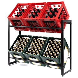KARAT Flaschenkastenständer Kenji - Robustes Lagerregal für Büro, Küche, Garage oder Flur - Schwarz - 104 x 32 x 82 cm Image