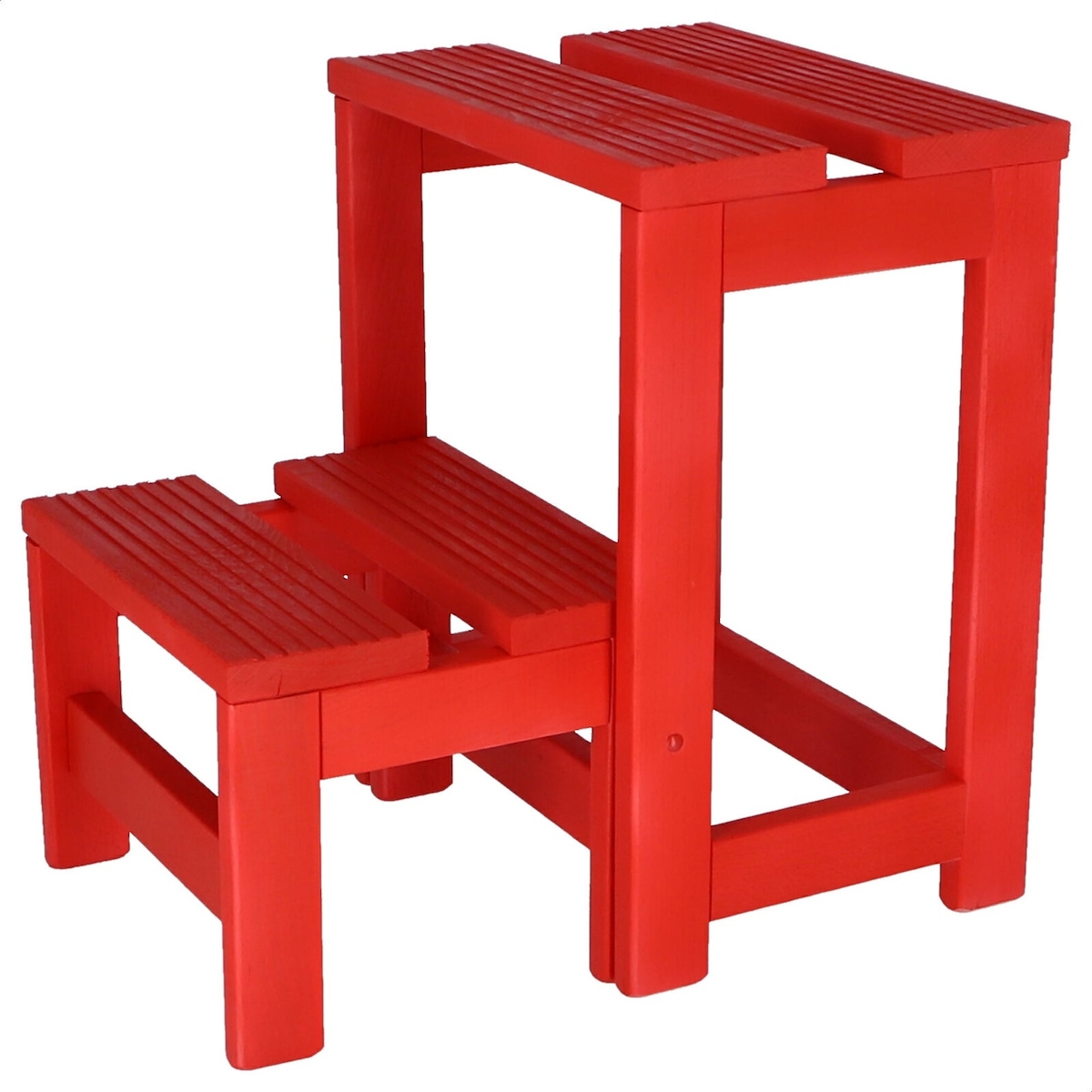 WellHome - Trittleiter mit 2 Stufen aus Holz, Rot-Finish 32x23x40 cm Image