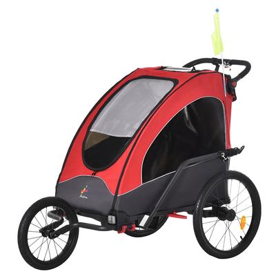 Multi-Functional Bike Trailer for Kids, Twin Stroller & Jogger with 5-Point Harness, Premium Rubber Tires, and Foldable Design