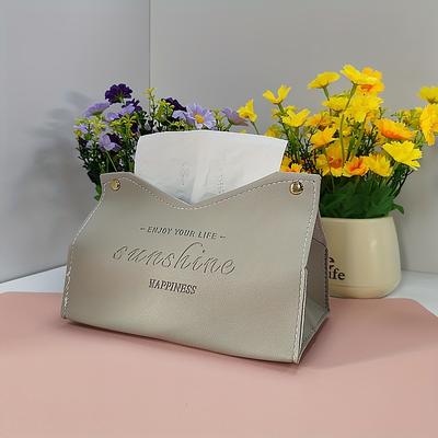 TEMU 1pc Large Style Paper Towel Holder Leather Tissue Box For Car, Office And Outdoor Use With V-shaped Dispenser, Christmas/halloween Gift Decoration Image