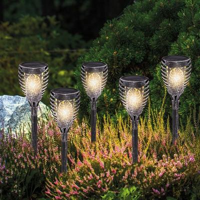 Solar Gartenfackel 5er-Set Bergamo silberfarben outdoor wetterfest 102871 - Esotec Image