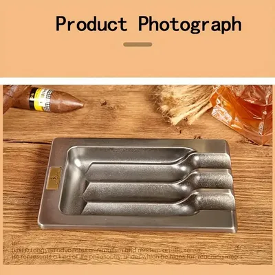 Portable metal cigar ashtray with three slots and fashionable cigar ashtray