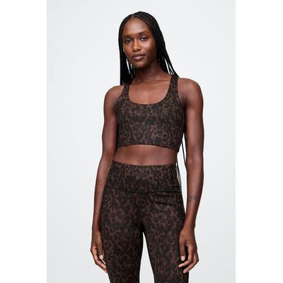 Gap Womens Brown Leopard Print Power Medium Impact Sports Bra - Brown