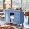 Mobile kitchen island with Rubber wood desktop,Rolling Kitchen cartwith storage and 5 draws