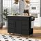 Kitchen Island with Rubber Wood Countertop,Kitchen Cart has 8 Handle Free Drawers and 5 Wheels