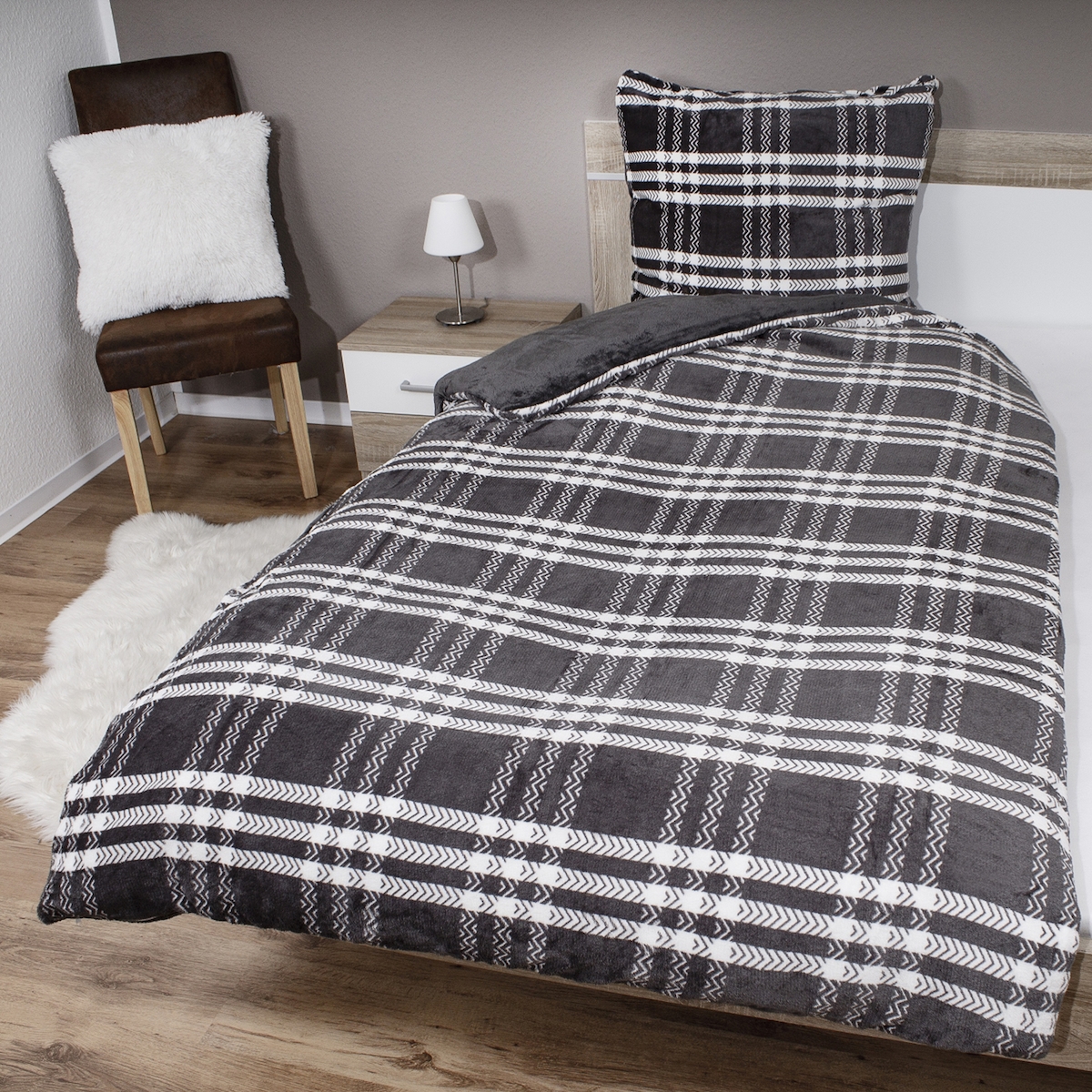 4tlg Cashmere Like Wende Bettwäsche Garnitur Bettzeug135x200cm Image