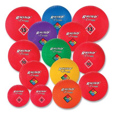 Champion UPGSET1 Playground Ball Set, Multi-Size, Multi-Color, Nylon, 14/Set - Set of 8