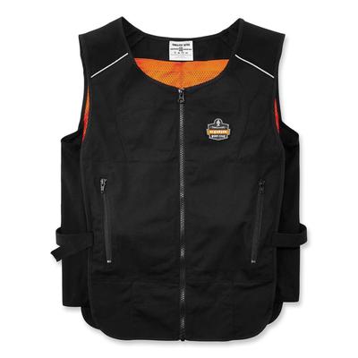 Ergodyne 12135 Chill-Its 6260 Lightweight Phase Change Cooling Vest w/ Packs, Cotton/Polyester, Large/XL, Black, Ships in 1-3 Business Days