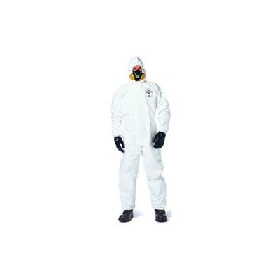 Extensis Tychem 4000 Coverall, Attached Hood and Sock, Elastic Wrists, Zipper, Storm Flap, White, 3X-Large (251-SL122B-3XL)