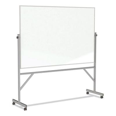 Ghent MFG ARM1M148 Reversible Magnetic Porcelain Whiteboard w/Satin Aluminum Frame, 101.25 x 78.25, White Surface GHEARM1M148