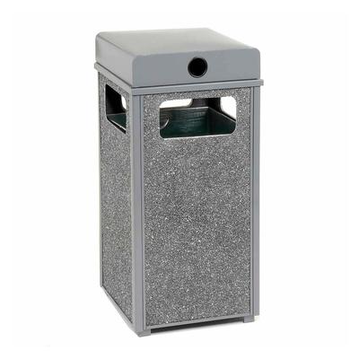 Global Industrial Stone Panel All Weather Trash Receptacle Urn, 12 gal, Steel, Gray (GBE239576GY)