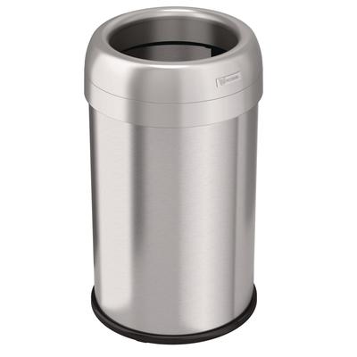 HLS Commercial Open Top Trash Can, 13 gal, Plastic/Stainless Steel, Silver (HLMHLS13STR)