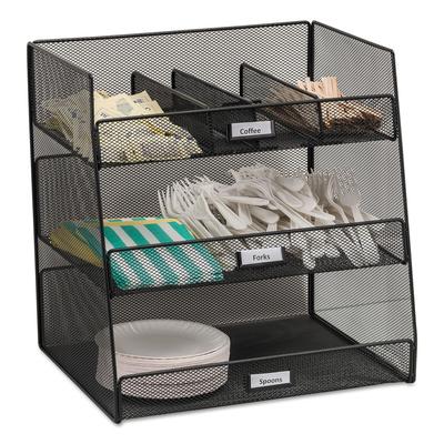 Safco 3293BL Onyx Breakroom Organizers, 3 Compartments,14.625x11.75x15, Steel Mesh, Black