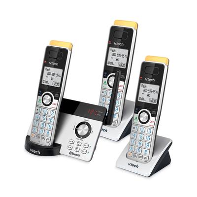 Vtech IS81223 80-2151-02 Three-Handset Connect to Cell Cordless Telephone, Black/Silver