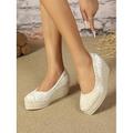 chaussures compensées espadrilles en velours rose pour femmes, chaussures plates décontractées à enfiler pour l'été et le quotidien