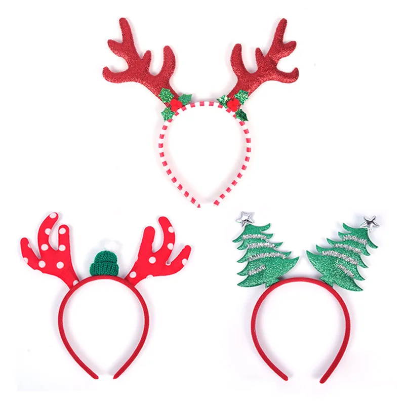 1pc Weihnachten Stirnband Elch Geweih Stirnband Rentier Horn Haarschmuck Frohe Weihnachten begünstigt Foto Requisiten Navidad Neujahrs geschenk Image