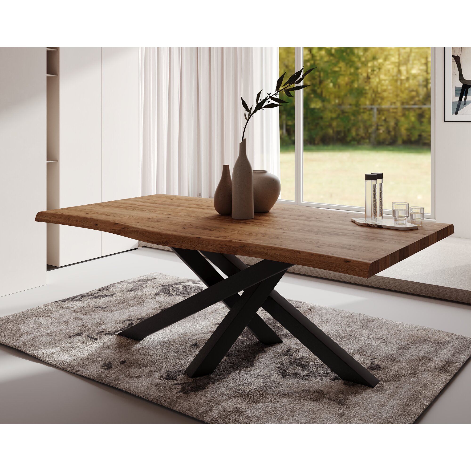 BlackWood »Table4YOU Atlanta« Wildeiche Massivholztisch gedrehte Kante / Wildeiche rustik / 6 cm / 240x100 cm