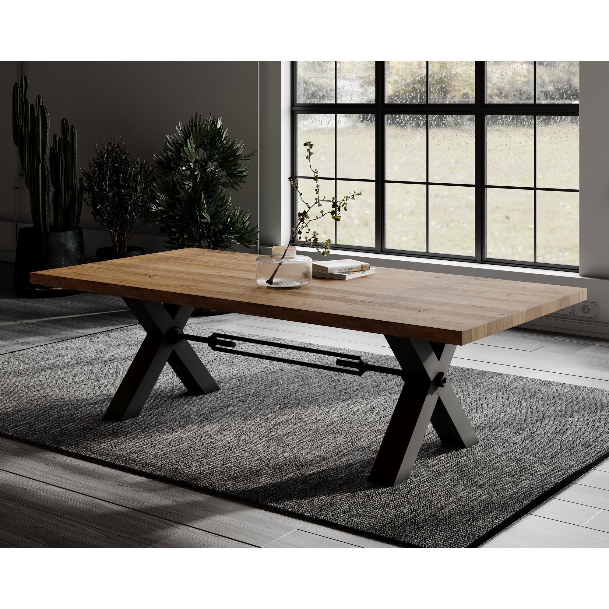 BlackWood »Table4YOU Dallas« Wildeiche Massivholztisch Baumkante / Wildeiche rustik / 6 cm / 180x100 cm
