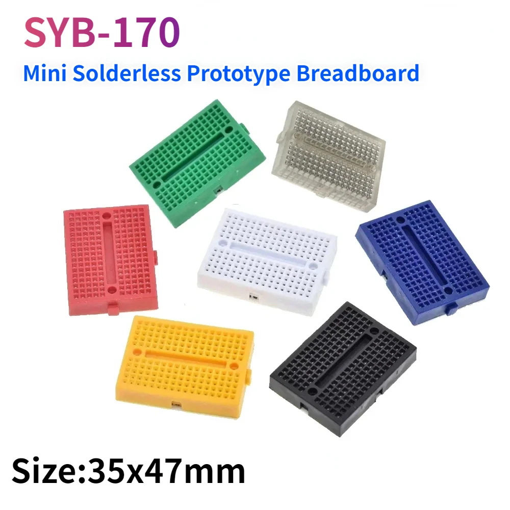SYB-170 Mini löt freies Prototyp Steck brett 170 Binde punkte Mini Board 35x47mm schwarz rot gelb blau grün für kleine DIY-Kits Image