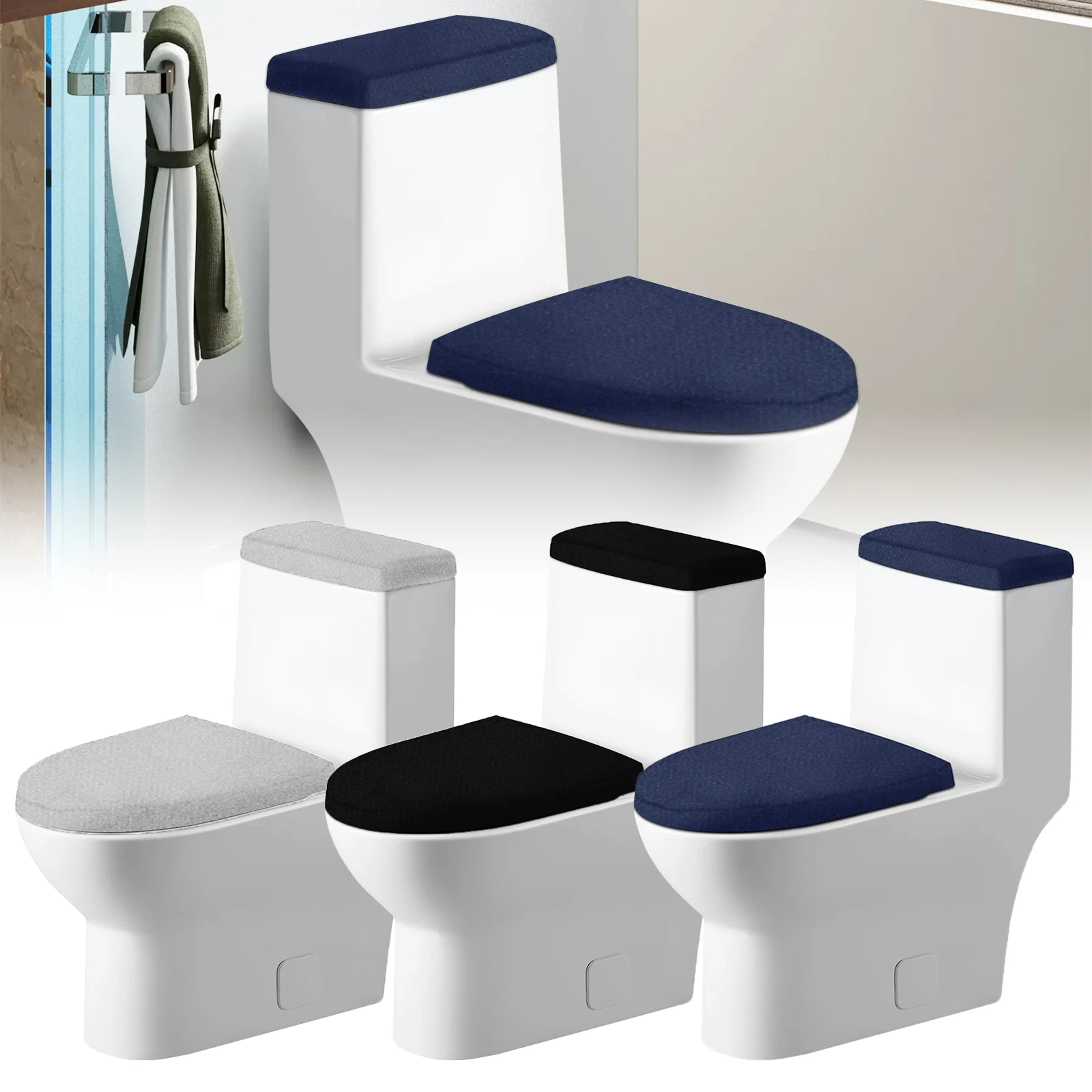 2/4Pcs Wc Tank Deckel Abdeckung Stretch Polyester Bad Wc Abdeckung Set Komfortable Universal Wc Kissen Bad Zubehör