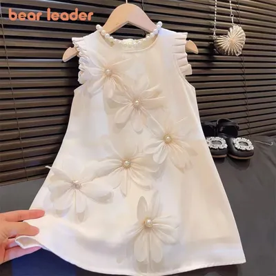 Bär Führer 2-7 Jahre Sommer Neue 3D Blume Weste Kleid Mädchen Prinzessin Kleider Baby Kinder Image