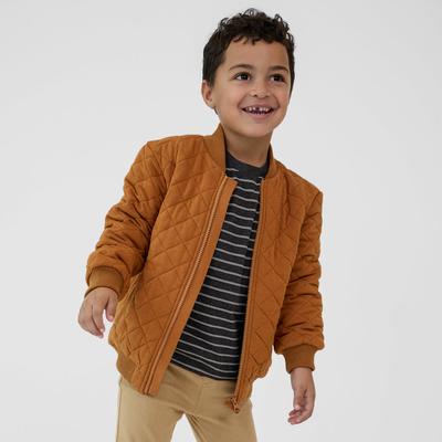 Golden Brown Quilted Varsity Jacket - 6-12 months