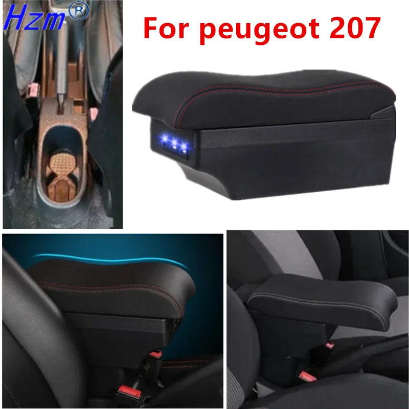 Per peugeot 207 scatola bracciolo Per peugeot 207CC Scatola bracciolo auto Scatola portaoggetti centrale Interni Dedicati Retrofit Accessori auto