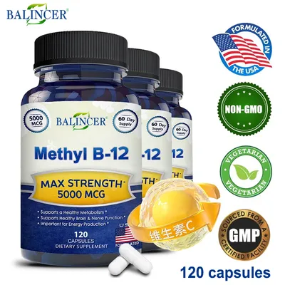 Vitamin B12 - 5000 MCG Supplement -Benefits Brain & Heart Function, Supports Memory, Learning, Helps