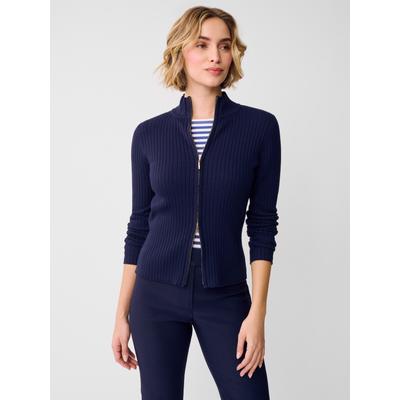 J.McLaughlin Women's Clemence Zip Cardigan Navy, Size Small | Cotton