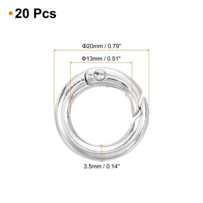 20Pcs Spring O Rings, Zinc Alloy for Purse and Handbag