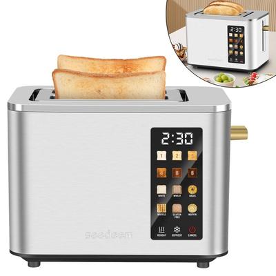 2 Slice-Toaster,Touch Control LCD Screen,6 Shade Setting & Bread Selection,Removable Crumb Tray,Stainless Steel,900W