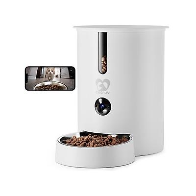 Casfuy WIFI Automatic Cat & Dog Feeder with HD Camera, Removable Storage Hopper, 2.8L, White