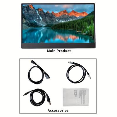 TEMU Iproda 15. 6-inch Portable High-definition Monitor, 1080p Ips High-definition Extended Screen, With Dual Type-c And Mini Hd Interface, Suitable For Notebooks And Smartphones As Extended Screens