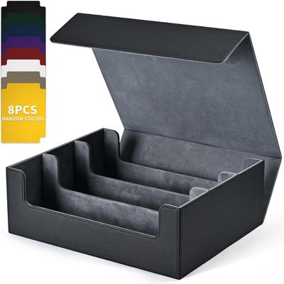 TEMU Collectible Card Storage Boxes For 1800 Cards Premium Magnetic Deck Boxes Leather Deck Case With Partitions, Playing Card Deck Box For Tcg Magic Yugioh Cards Black