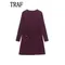 Abiti da donna a maniche lunghe bordeaux Abiti plissettati in maglia alla moda Abito da donna Abito
