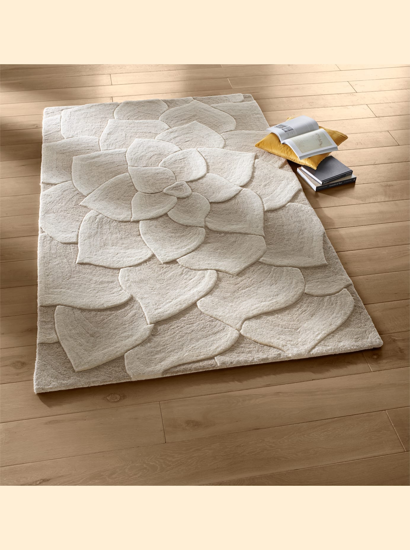 Teppich HEINE HOME Gr. 4, beige (ecru), B:120cm H:18mm L:180cm, Wolle, Teppiche, Teppich