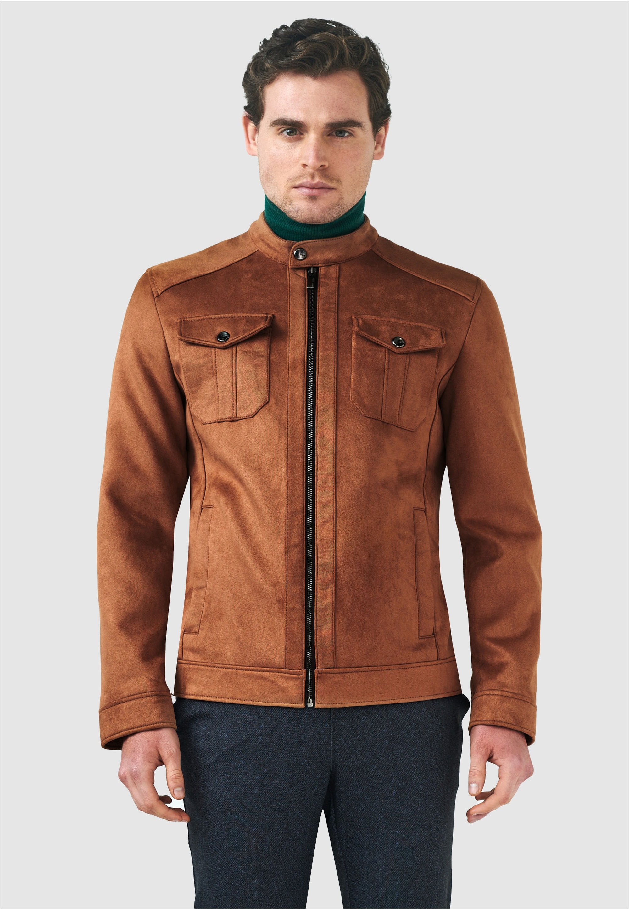 Outdoorjacke PIERRE CARDIN, Herren, Gr. M, braun, 100% Polyurethan, unifarben, normal, hoch geschlossener Ausschnitt, Jacken Outdoorjacke, Mit schönen Ziernähten