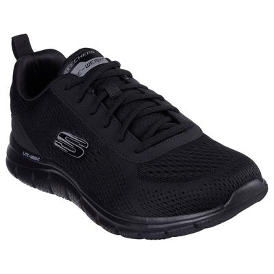 Slip-On Sneaker SKECHERS "TRACK-LESHUR", Herren, Gr. 41, schwarz (schwarz, schwarz), Textil, Lederimitat, sportlich, Sch