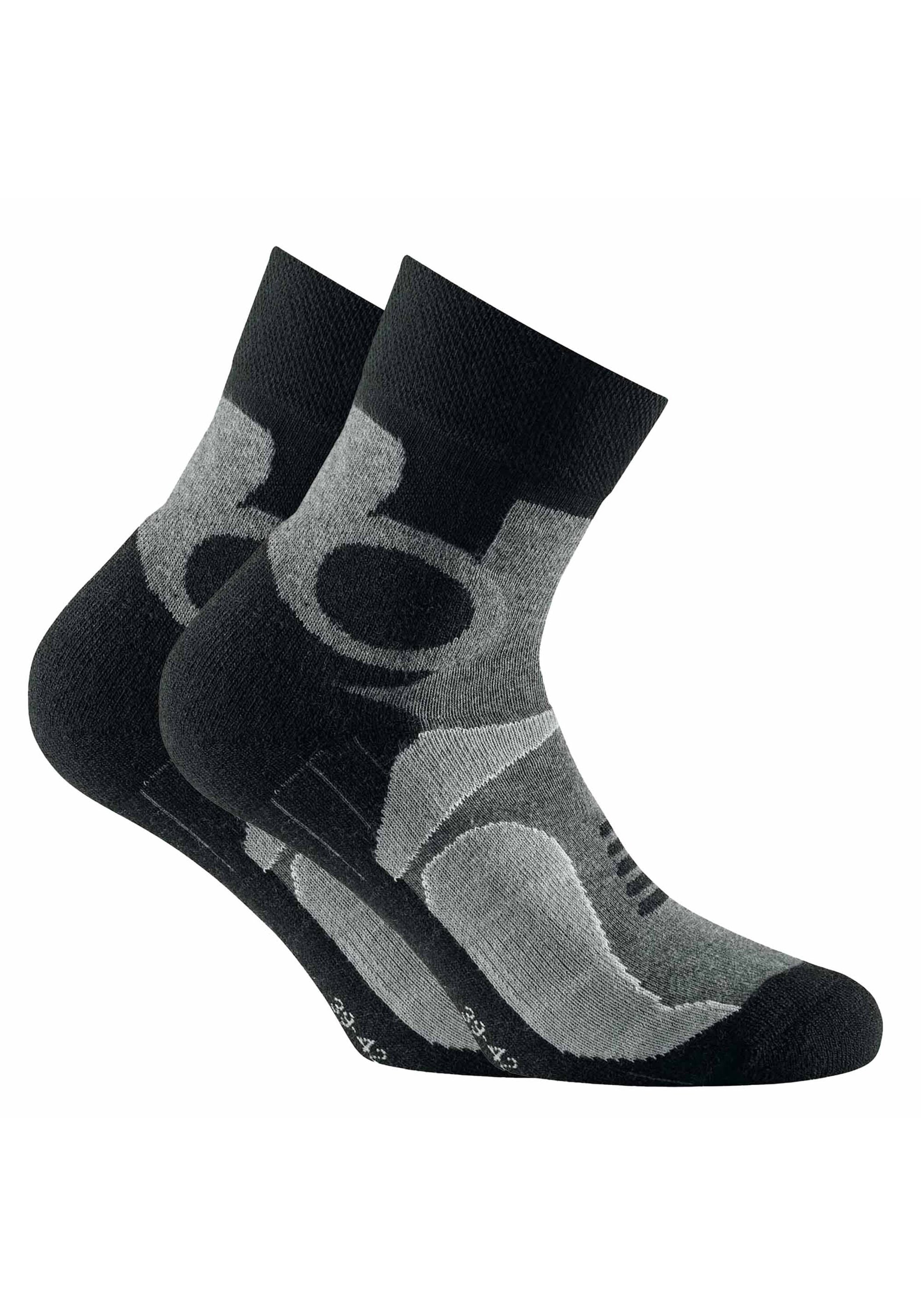 Kurzsocken ROHNER SOCKS "Socken Trekking Quarter 2-er pack 2er Pack", Herren, Gr. 39-42, grau, Obermaterial: 38% Baumwolle CO. 25% Wolle mw. 25% Polyacryl PAN. 10% Polyamid PA. 2% Elasthan EL., Socken