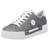 Sneaker RIEKER, Damen, Gr. 39, silber (altsilberfarben glitter), Lederimitat, metallic, sportlich, Schuhe, Freizeitschuh, Halbschuh, Schnürschuh mit Plateausohle
