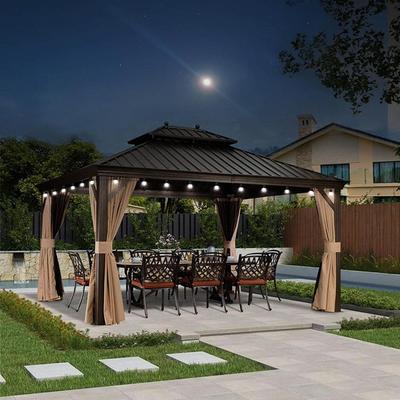 PURPLE LEAF Outdoor Gazebo Aluminum Frame Galvanized Steel Hardtop Gazebo