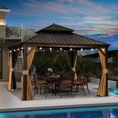 PURPLE LEAF Outdoor Gazebo Aluminum Frame Galvanized Steel Hardtop Gazebo