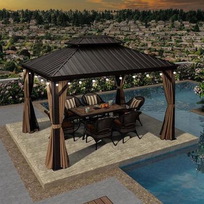PURPLE LEAF Outdoor Gazebo Aluminum Frame Galvanized Steel Hardtop Gazebo
