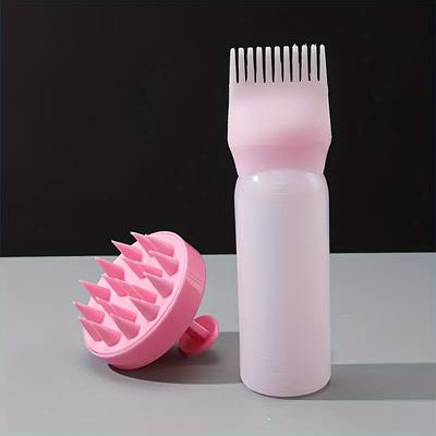 TEMU 2pcs Silicone Hair Care Set: Scalp Massager & Root Comb With Oil Applicator Bottle - Salon & Home Use, Ideal For All Hair Types Image